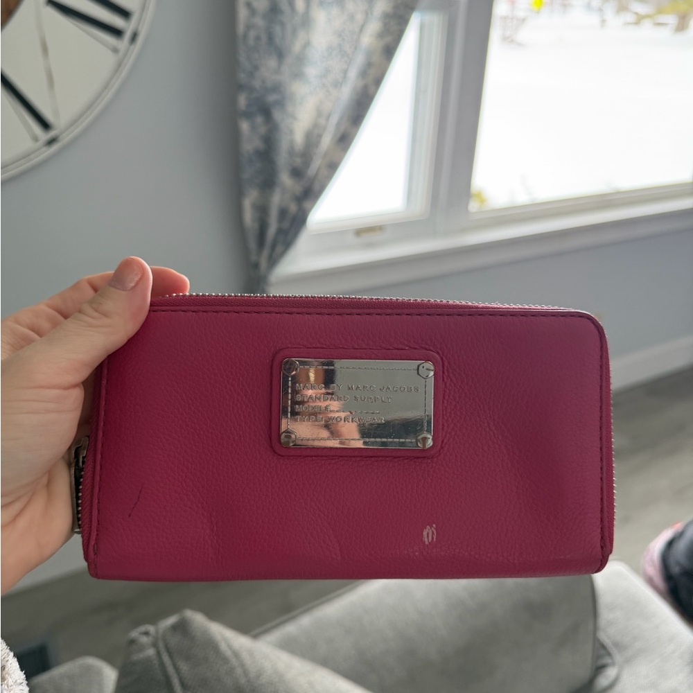 Marc Jacobs Fuchsia Leather Zip Wallet